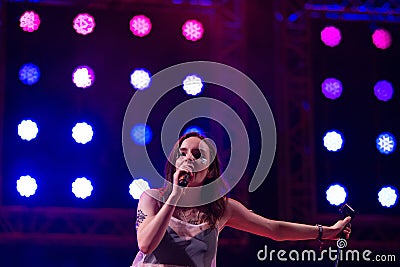 Chvrches electropop band perform in concert at Primavera Sound Festival Editorial Stock Photo