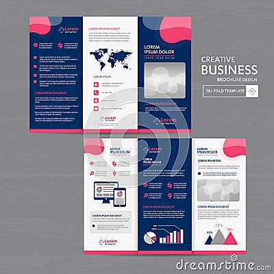 Tri fold Brochure Mock up Background abstract business Leaflet Flyer vector design presentation layout a4 size Vector Illustration