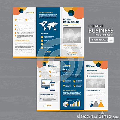 Tri fold Brochure Mock up Background abstract business Leaflet Flyer vector design presentation layout a4 size Vector Illustration