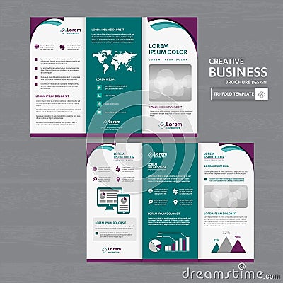 Tri fold Brochure Mock up Background abstract business Leaflet Flyer vector design presentation layout a4 size Vector Illustration