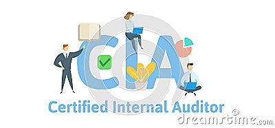 CIA, Certified Internal Auditor. Concept with keywords, letters and icons. Flat vector illustration. Isolated on white Vector Illustration