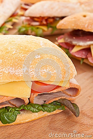 Ciabatta bread sandwiches Stock Photo