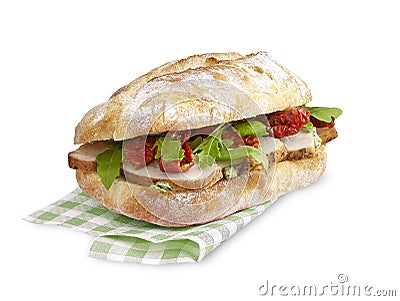 Ciabatta sandwich Chicken tomato with clipping path Stock Photo