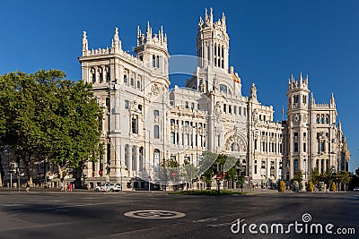 Cibeles building is a public building, now used as the city hall and the public cultural centre including a roof terrace and bar f Editorial Stock Photo