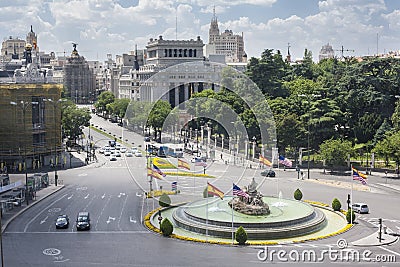 Cibeles Square Aerial view, Madrid, Spain Editorial Stock Photo