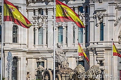 Cibeles statue Madrid fountain in Paseo de Castellana at Spain Stock Photo