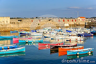 Ciboure, France - Sept 26, 2016: Fishing harbour of Ciboure, Basque country. Small coloreful fish boats on the old port of the cit Editorial Stock Photo