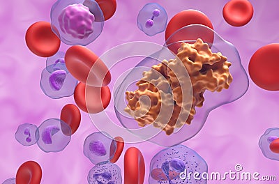 Ciclosporin (Cyclosporine) immunosuppressant agent in the blood flow - closeup view 3d illustration Stock Photo