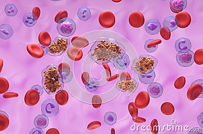 Ciclosporin (Cyclosporine) immunosuppressant agent in the blood flow - isometric view 3d illustration Stock Photo