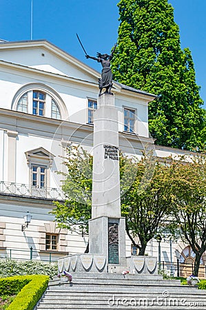 The Monument to honour Silesian Legionnaires fallen for Poland is also called The Silesian Woman and Nike of Cieszyn Editorial Stock Photo