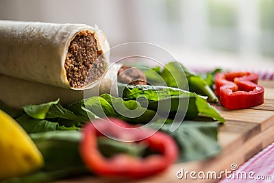 Cig kofte durum / Shawarma / Turkish food Stock Photo