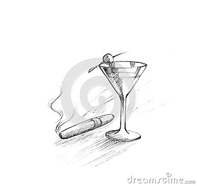 Cigar with drink Stock Photo