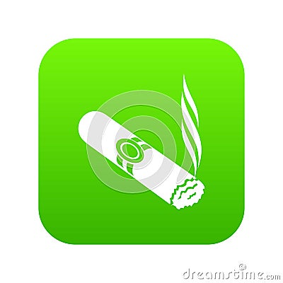 Cigar icon green vector Vector Illustration