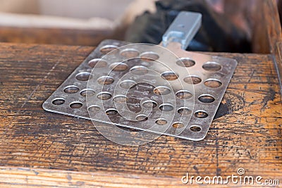 Cigar ring gauge . Traditional manufacture of cigars. Dominican Republic, Cuba Stock Photo