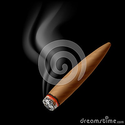 Cigar with smoke Vector Illustration