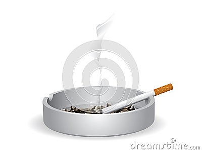 Cigarette on the ashtray Vector Illustration