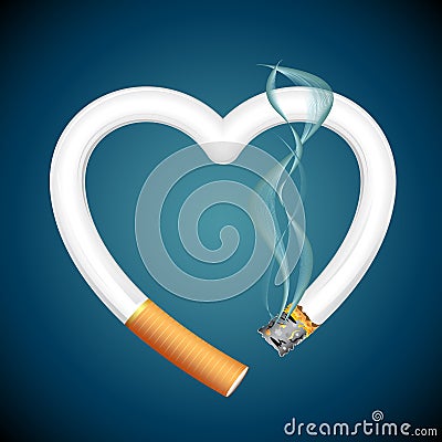 Cigarette burning Heart Stock Photo