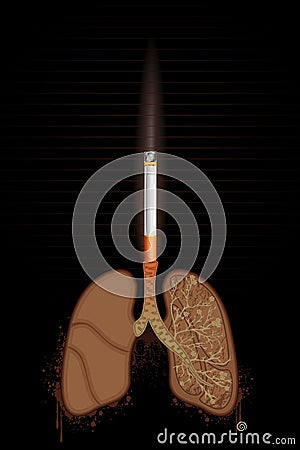 Cigarette burning Lungs Vector Illustration