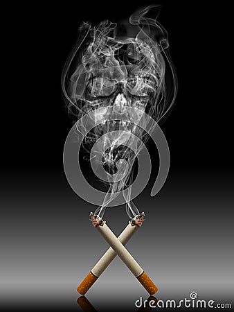 Cigarette with deadly smoke - Tabac kills life con Stock Photo