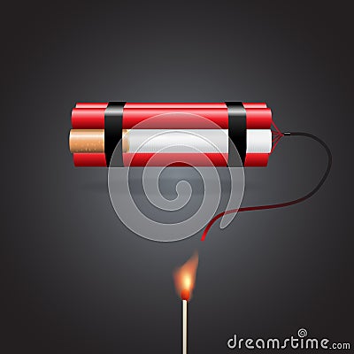 Cigarette with dynamite Vector Illustration