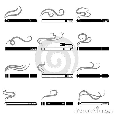 Cigarette and electronic cigarette icons vector Vector Illustration