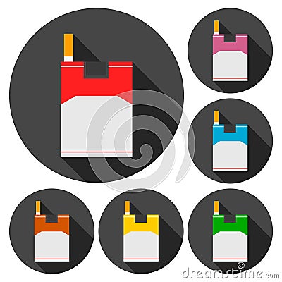 Cigarette flat icons set Vector Illustration