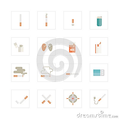 Cigarette icons set. Vector Illustration