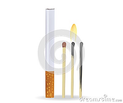 Cigarette and matches Vector Illustration