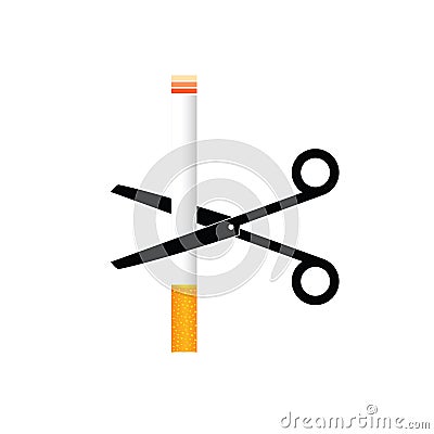cigarette with scisors color illustration Vector Illustration