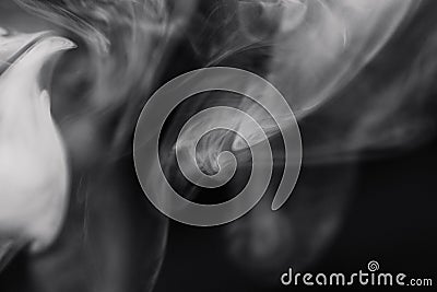 Cigarette Smoke On Black Background Detailed Close-Up Stock Photo