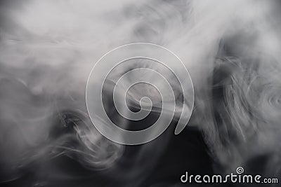 Cigarette Smoke On Black Background Detailed Close-Up Stock Photo