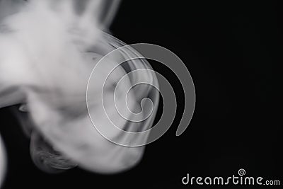 Cigarette Smoke On Black Background Detailed Close-Up Stock Photo