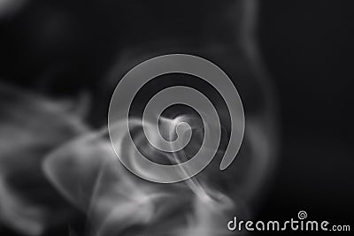 Cigarette Smoke On Black Background Detailed Close-Up Stock Photo