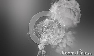 Cigarette smoke over blacl wall. Healthcare nonsmoking addictions concept. Abstract background for posters and flyers Stock Photo