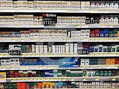 Cigarettes On Display For sale. Editorial Stock Photo