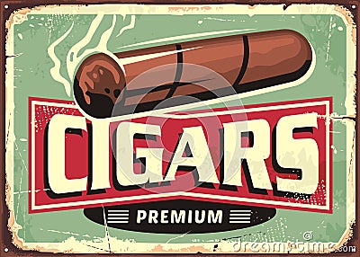 Cigars shop retro sign design template Vector Illustration