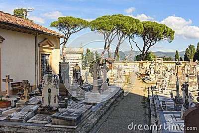 Cimitero delle Porte Sante cemetery on Michelangelo hill in Florence, Italy Stock Photo