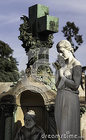 Cimitero Monumentale di Milano, Statua of Woman Stock Photo