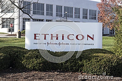 Ethicon headquarters. A division of Johnson and Johnson, Ethicon manufactures surgical sutures and wound closure devices Editorial Stock Photo