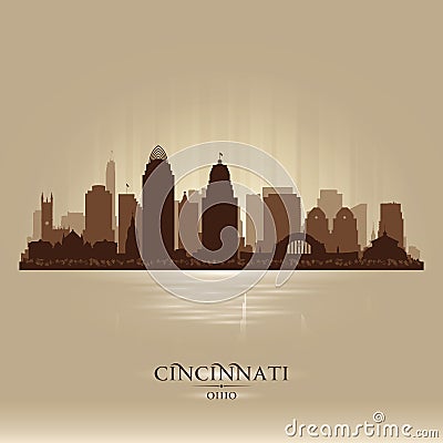 Cincinnati Ohio city skyline vector silhouette Vector Illustration