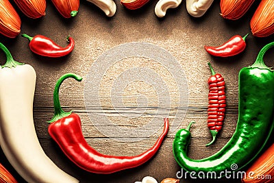 Cinco De Mayo background with serrano and fresno peppers. Generative ai Stock Photo