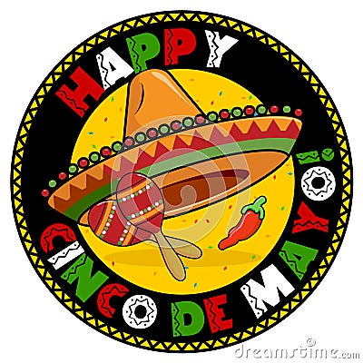 Cinco De Mayo Badge Vector Illustration