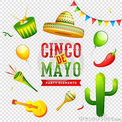 Cinco De Mayo celebration banner or poster design on png background. Stock Photo