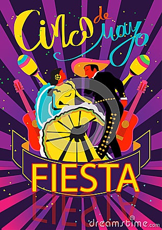 Cinco De Mayo coaster design, poster, flier, signage, party invitation Cartoon Illustration