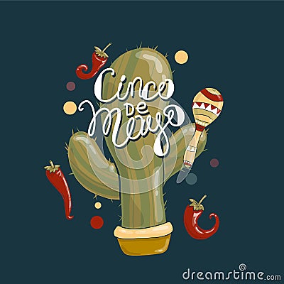 Cinco de Mayo, colorful holiday background, cartoon vector in flat style. Vector Illustration