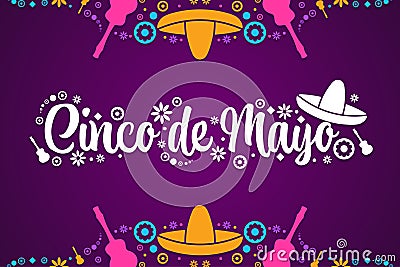 Cinco de Mayo. Inscription May 5 in Spanish. Holiday concept. Template for background, banner, card, poster with text Vector Illustration