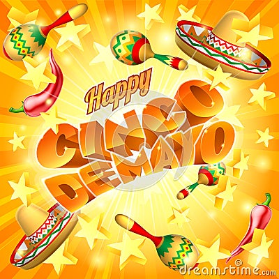 Cinco De Mayo Mexican Holiday Themed Background Vector Illustration