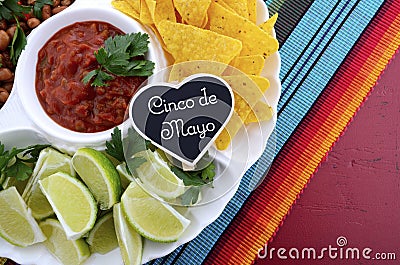 Cinco de Mayo party table with food platter Stock Photo