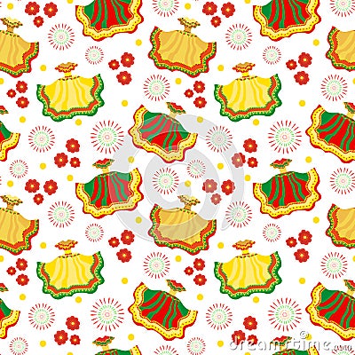 Cinco de Mayo seamless pattern. Mexican holiday endless background, texture. Vector illustration. Vector Illustration