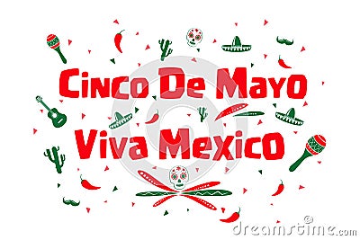Cinco de Mayo, Viva Mexico Vector Illustration